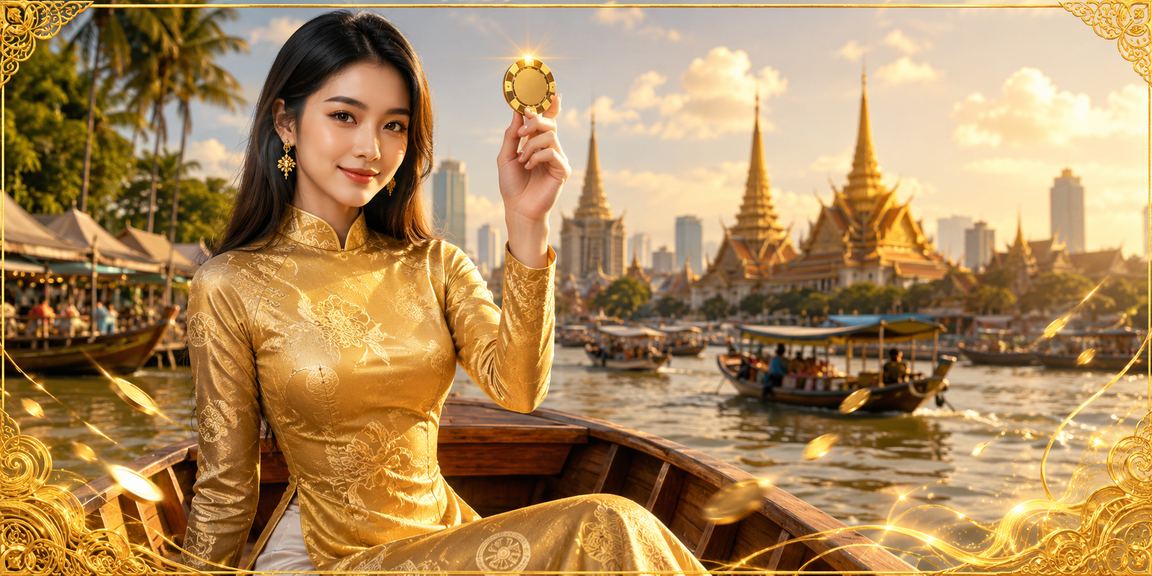 Khu vực casino miền sông Mekong với trang phục áo dài truyền thống
